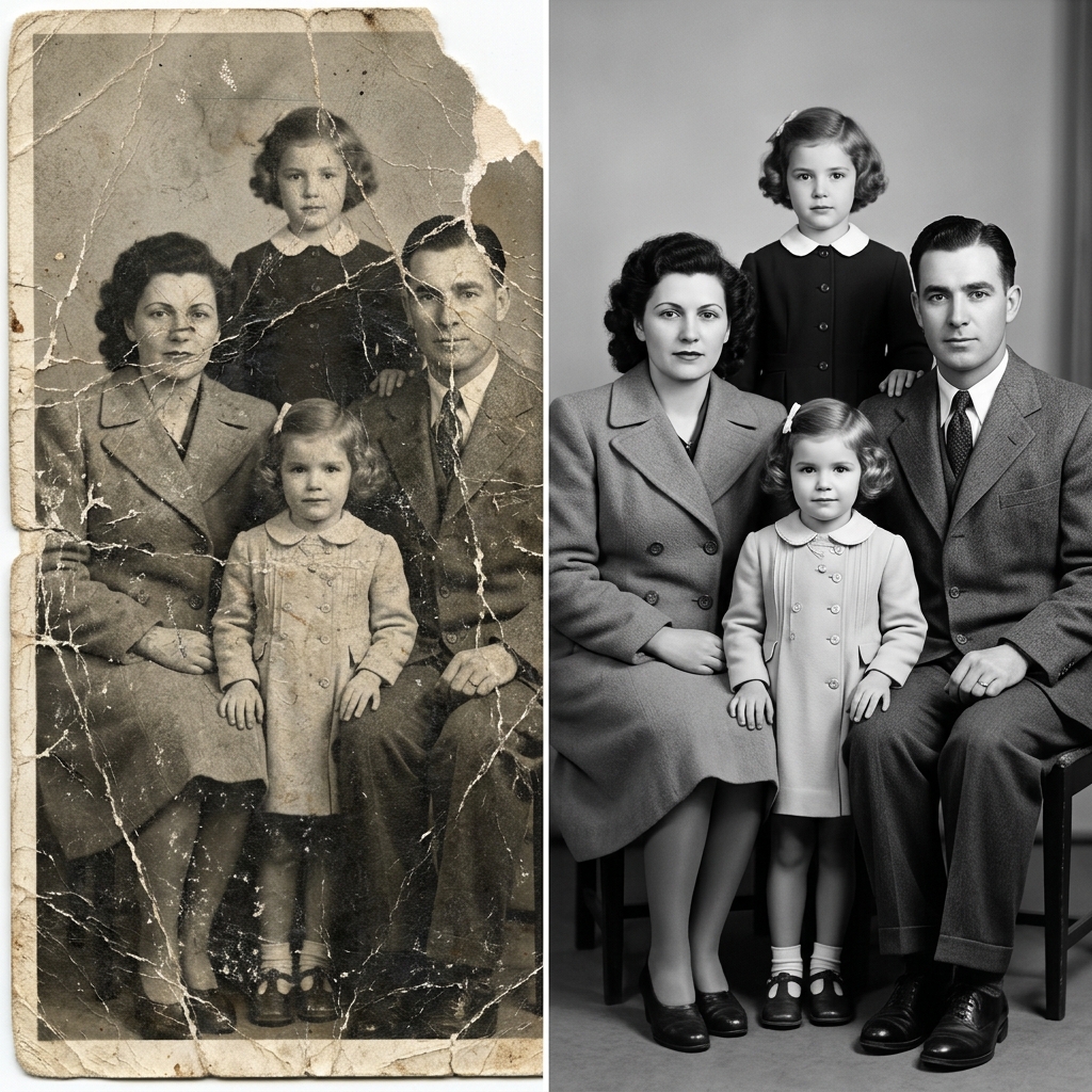 AI Photo Restoration Scan Example